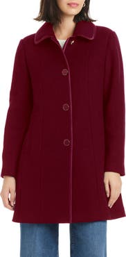 Kate Spade New York Satin Trim Wool Blend Coat
