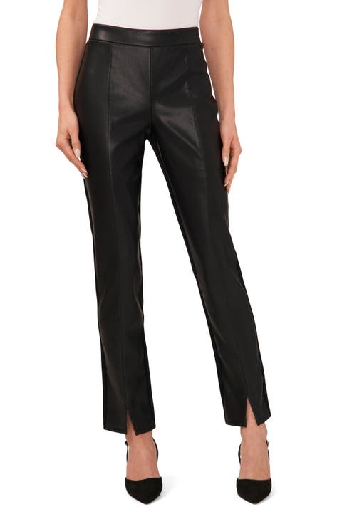 Split Hem Faux Leather Leggings