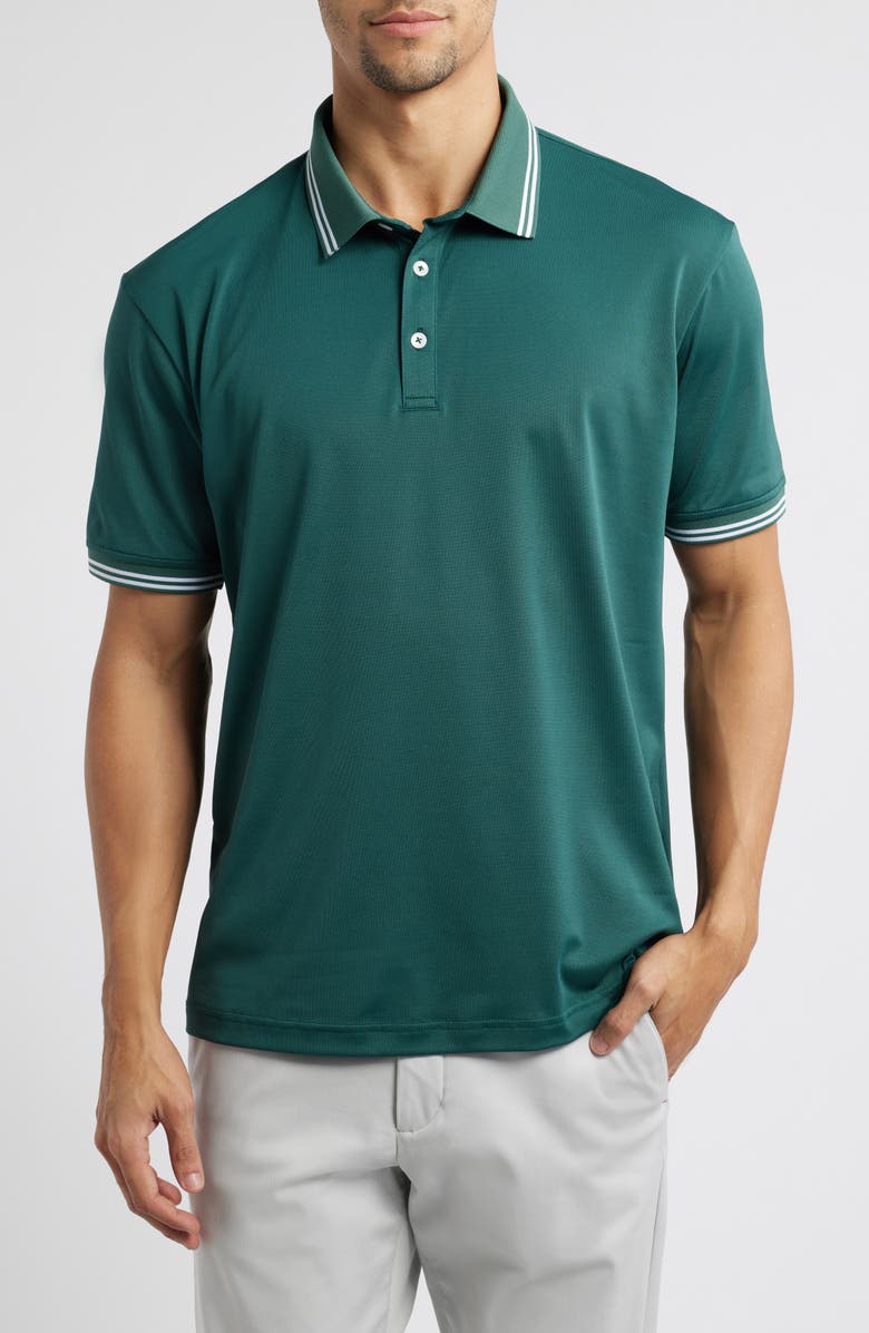 Swannies Thatcher Tipped Performance Polo, Main, color, Forest