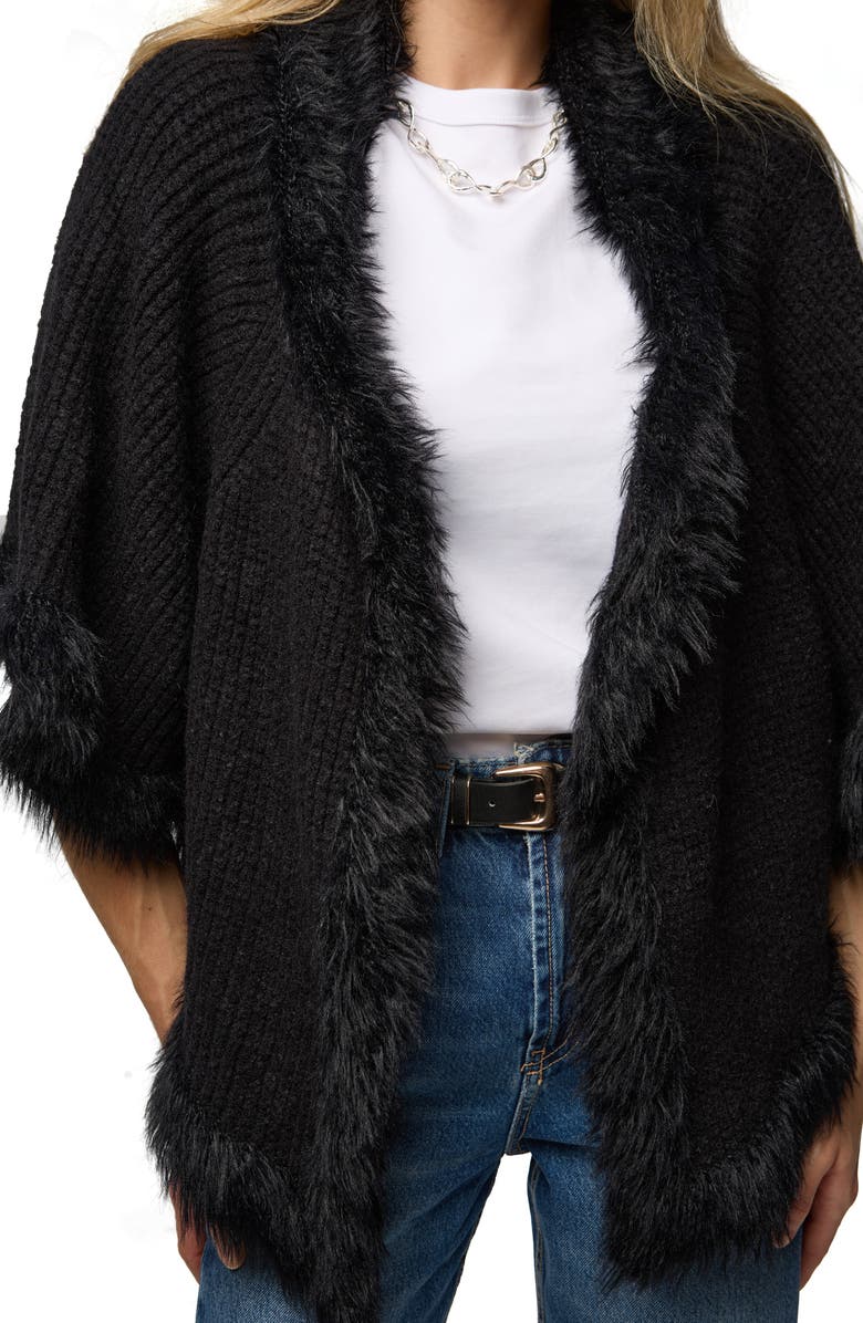 SAACHI Faux Fur Trim Topper, Alternate, color, Black