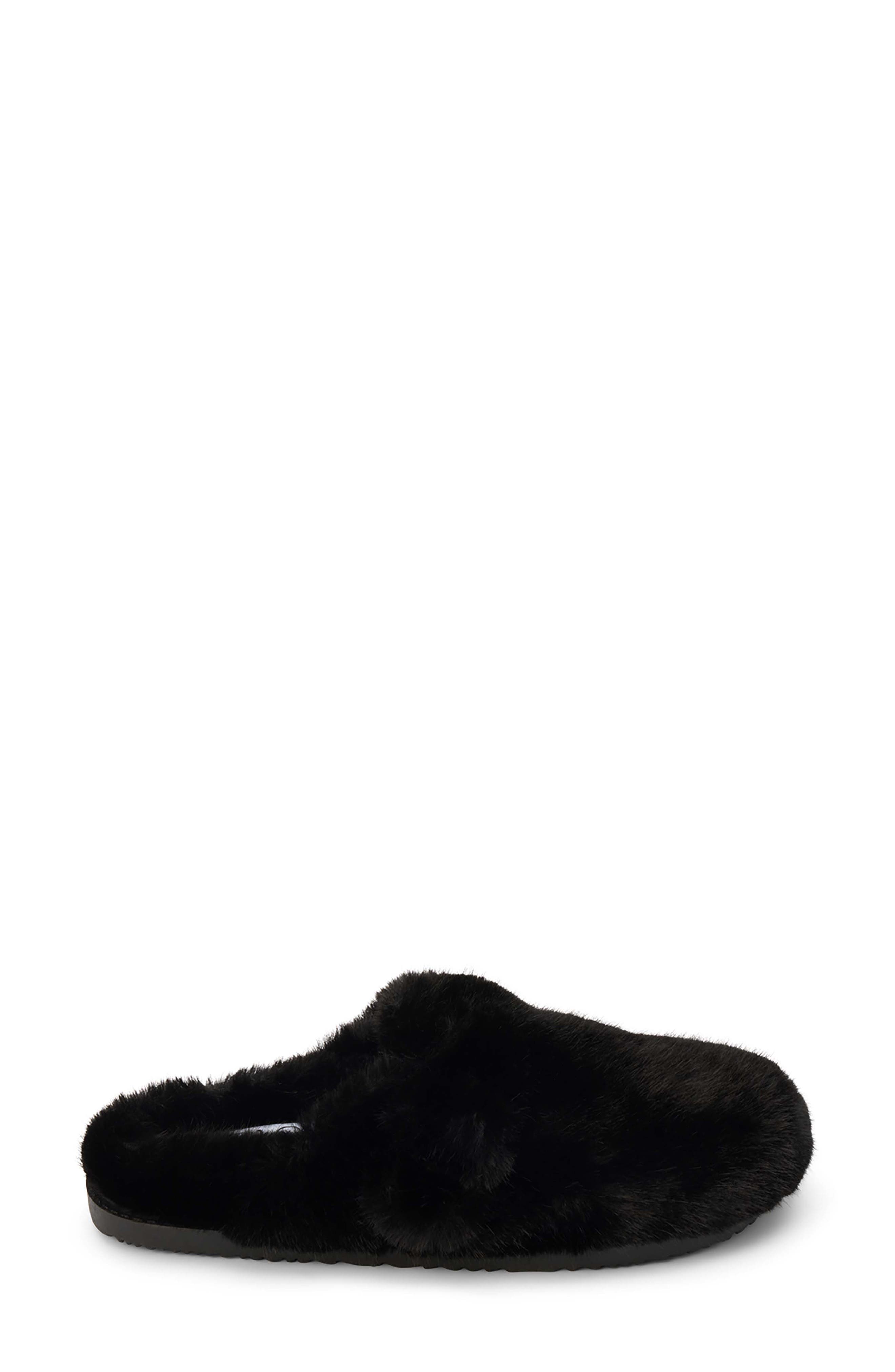 Matisse Portland Faux Fur Clog, Alternate, color, Black Faux Fur