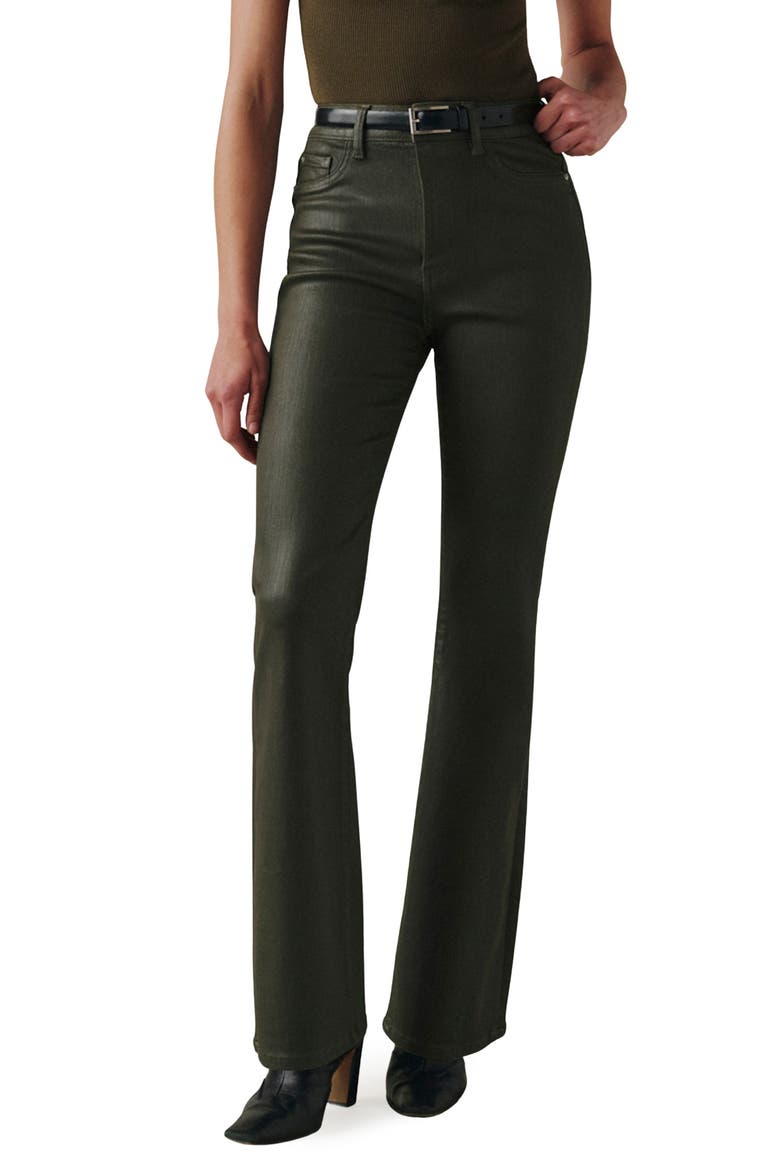 Austin High Waist Coated Bootcut Jeans, Main, color, COATED OLIVE GREEN