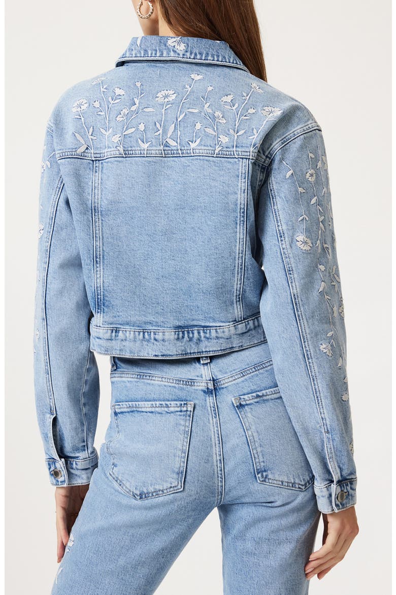 Harmony Floral Embroidered Crop Denim Jacket (Women) | Nordstrom