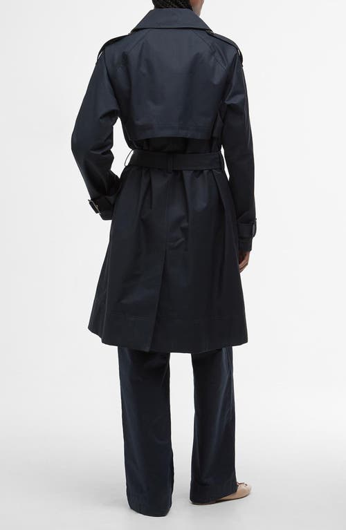 Barbour Women's Maia Belted Showerproof Trench Coat In Dark Navy Rosemary T