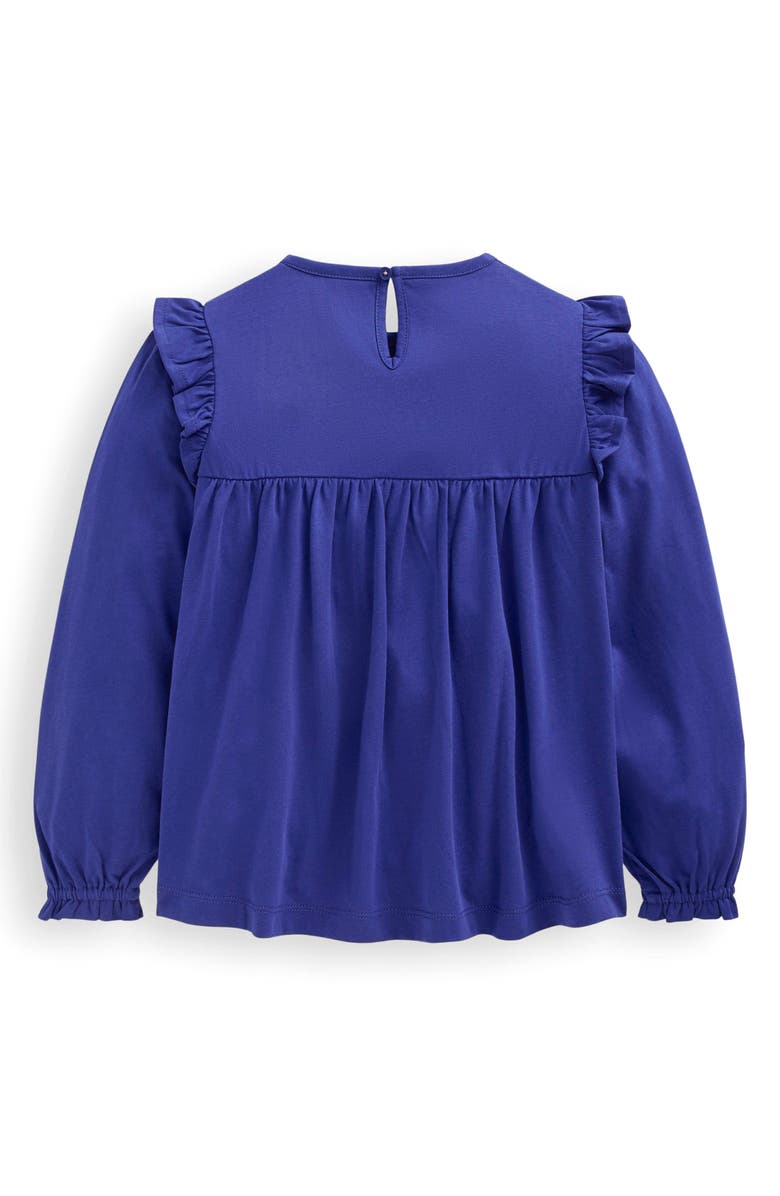 Mini Boden Kids' Floral Embroidered Cotton Top, Alternate, color, Mazarine