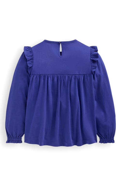 Mini Boden Kids' Floral Embroidered Cotton Top In Blue