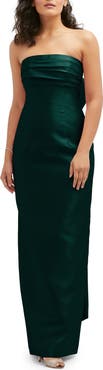 Alfred Sung Strapless Bow Back Satin Column Gown