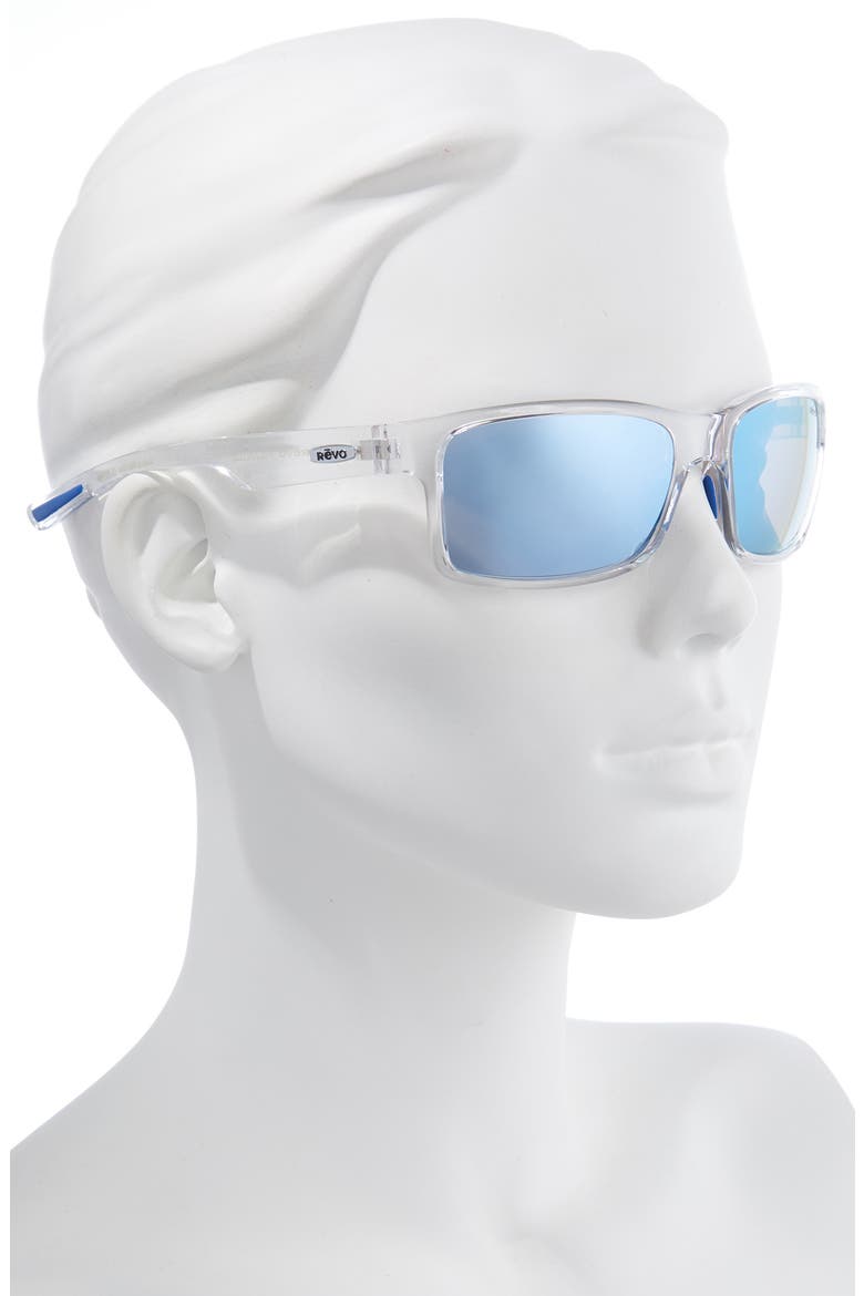 Crawler 59mm Polarized Rectangular Sunglasses, Alternate, color, CLEAR CRYSTAL/ BLUE WATER