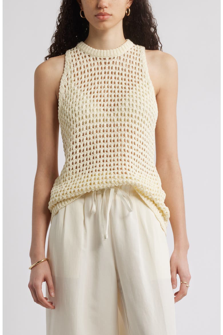 Open Knit Sleeveless Sweater, Main, color, YELLOW PALE