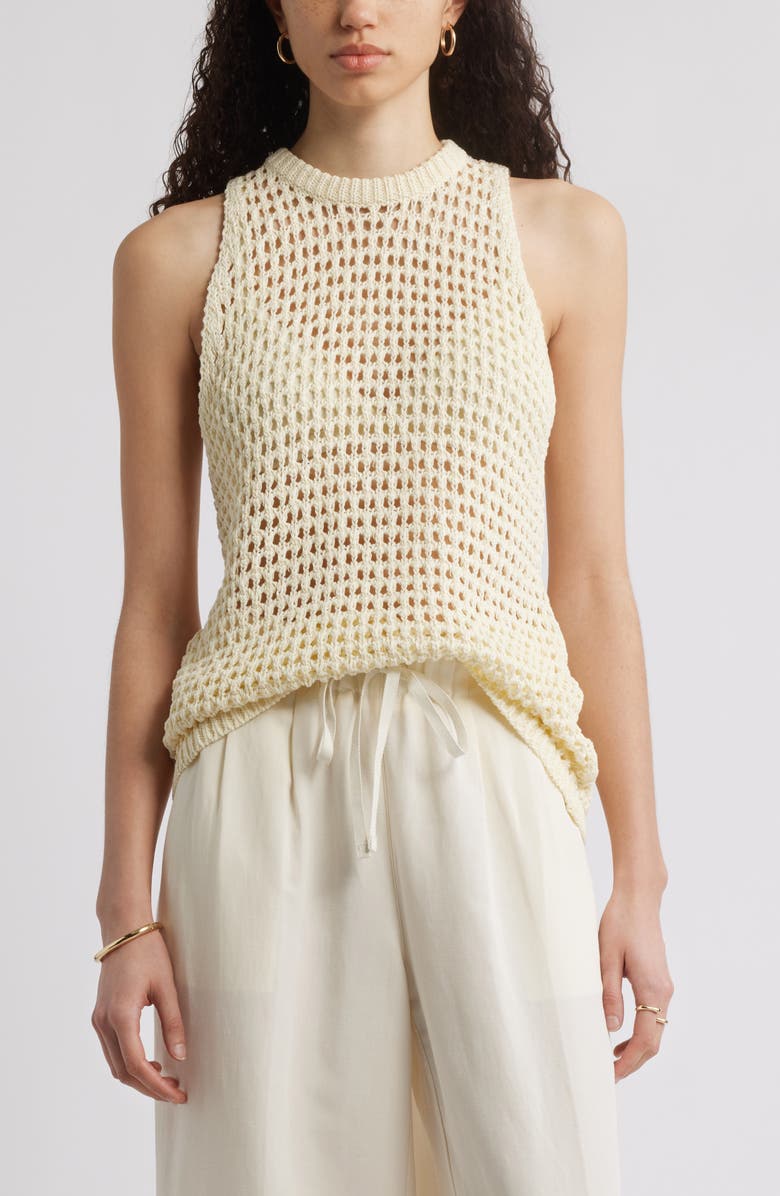 Nordstrom Open Knit Sleeveless Sweater, Main, color, Yellow Pale