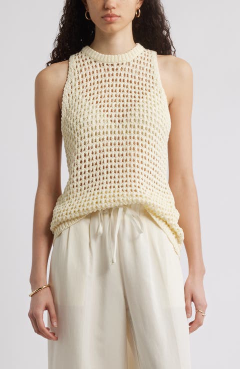 Open Knit Sleeveless Sweater