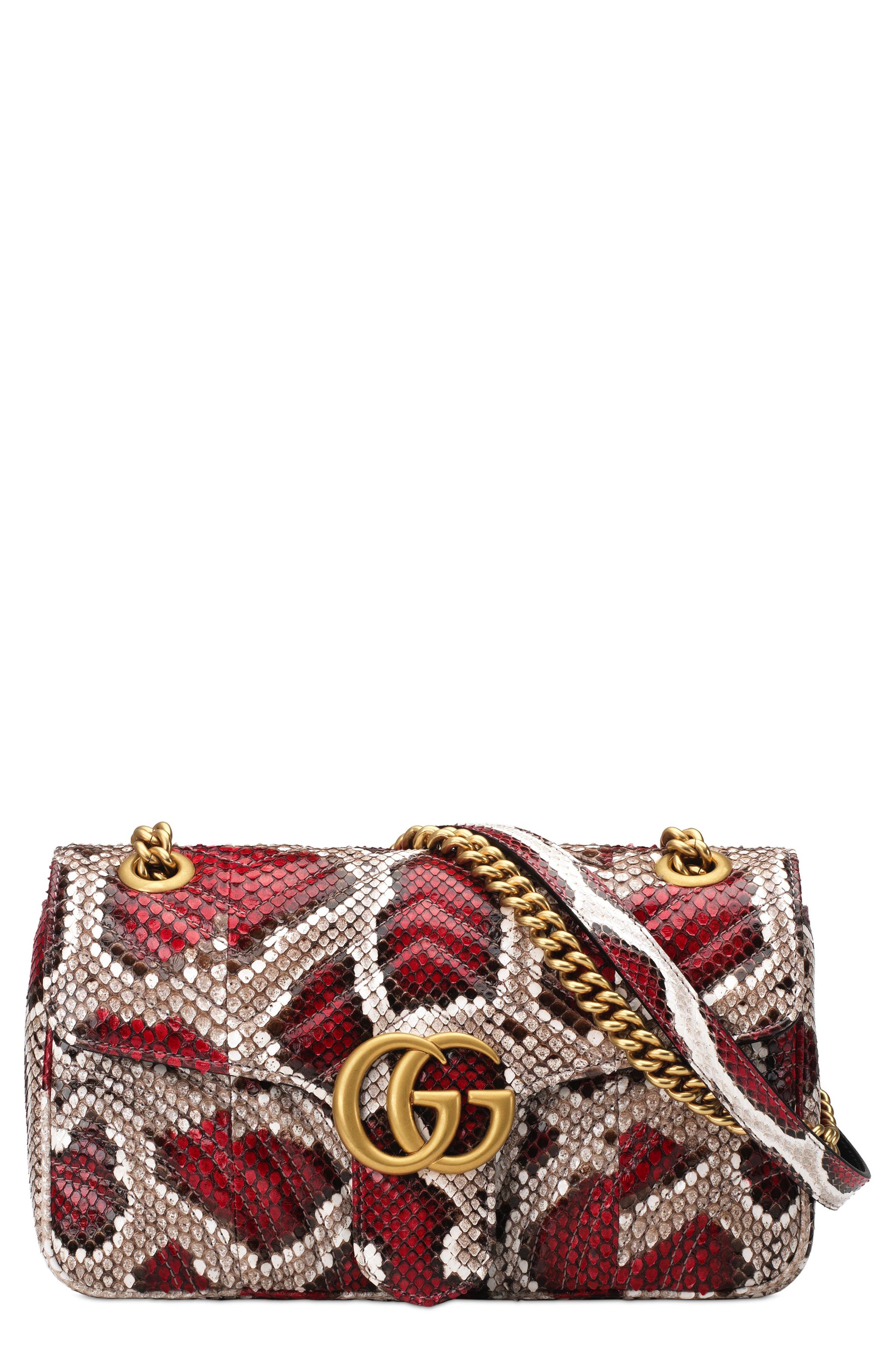 Gucci Marmont 2.0 Genuine Python Shoulder Bag, Main, color, 