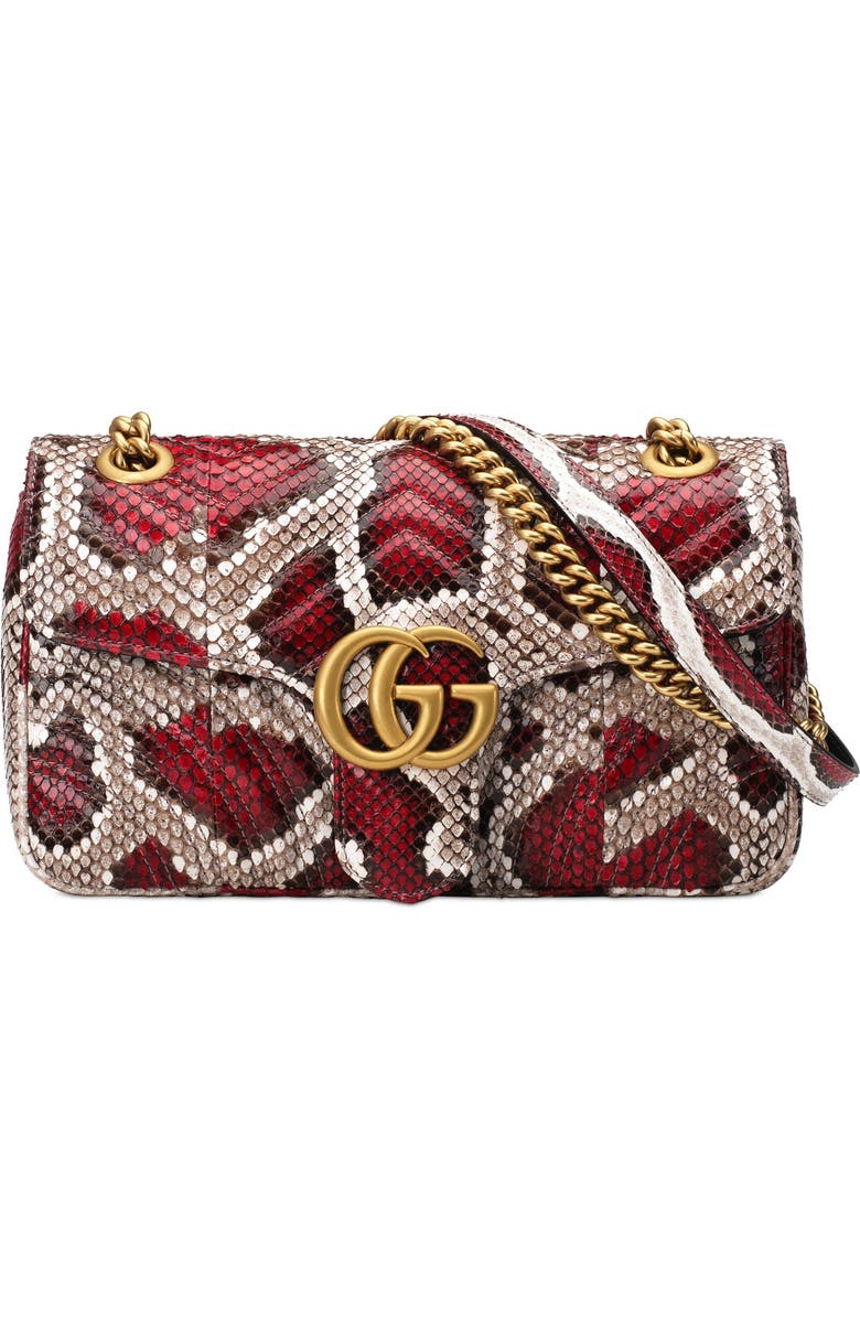 Gucci Marmont 2.0 Genuine Python Shoulder Bag, Main, color,