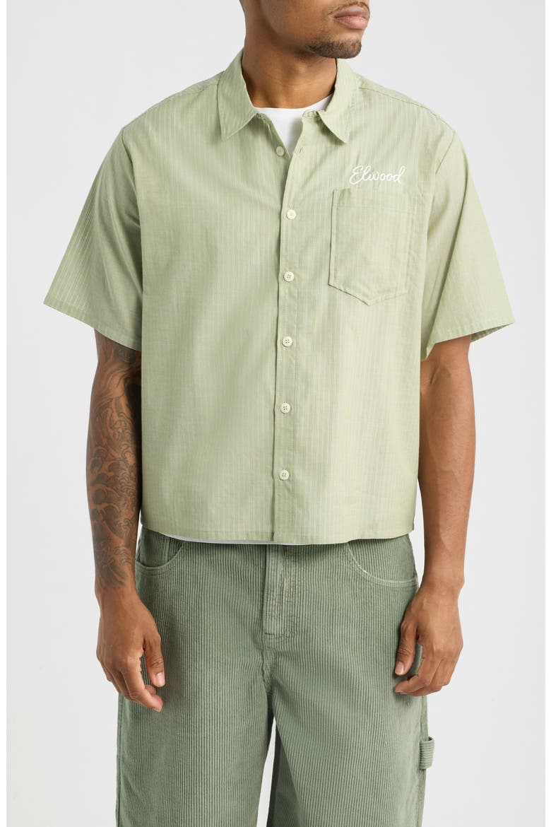 Summer Cotton Button-Up Shirt, Alternate, color, SAGE STRIPE