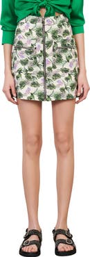 maje Zippered Print A-Line Miniskirt
