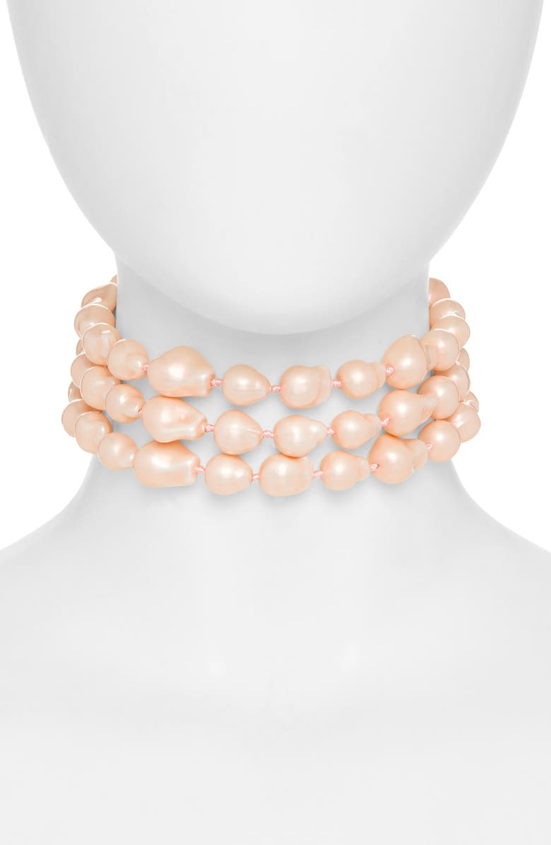 Lele Sadoughi Diana Faux Pearl Triple Row Choker Necklace, Main, color, 