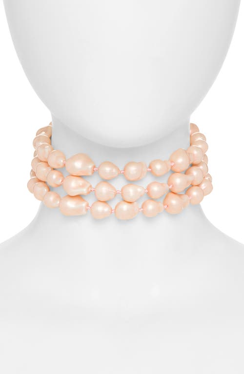 Lele Sadoughi Diana Faux Pearl Triple Row Choker Necklace In Rose