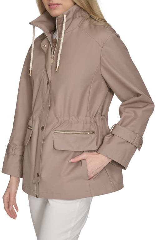 Cole Haan Signature Hooded Oversize Rain Jacket In Light Taupe