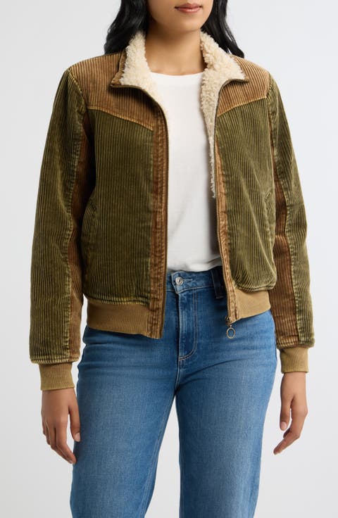Faux Shearling Lined Corduroy Jacket