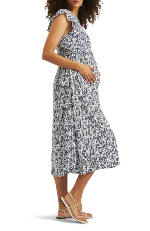 RIPE MATERNITY RIPE MATERNITY EDIE SMOCKED MIDI MATERNITY/NURSING DRESS 