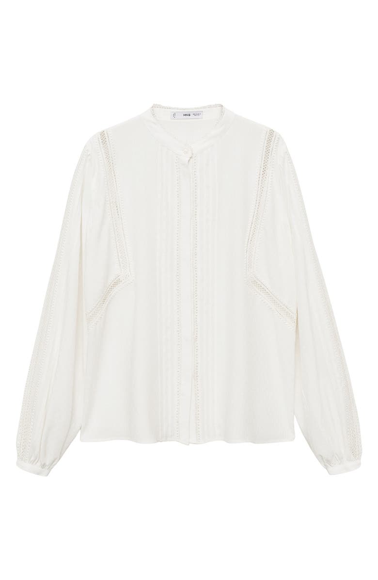 MANGO Openwork Detail Button-Up Shirt, Alternate, color, 