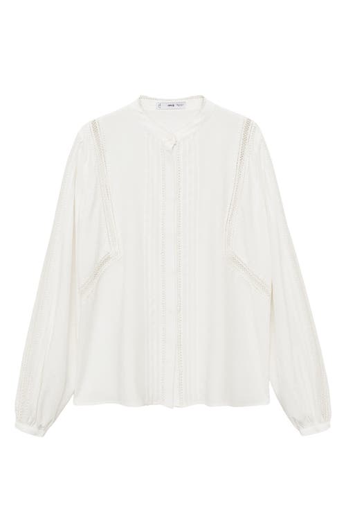 Shop Mango Openwork Detail Button-up Shirt In Off White