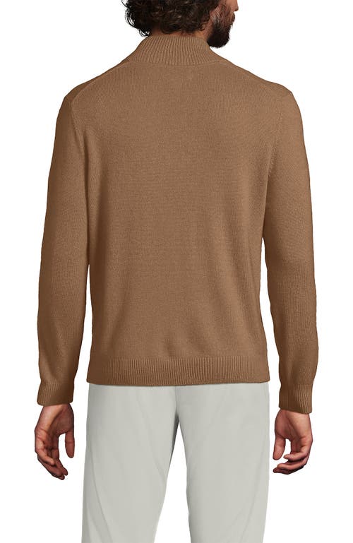Lands' End Fine Gauge Cashmere Quarter Zip In Brown