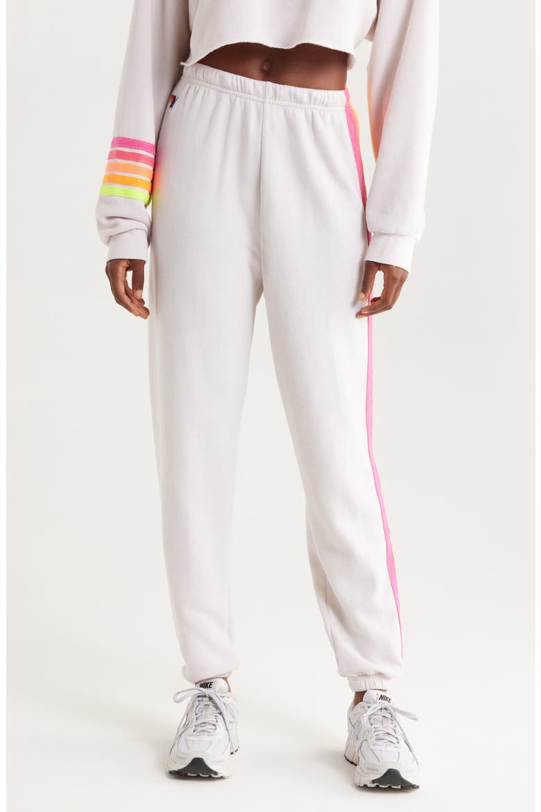 Stripe Sweatpants, Main, color, DOVE/NEON
