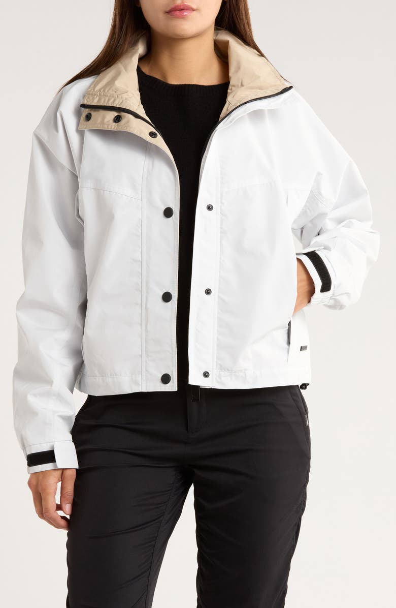 Noize Skye Stand Collar Drawcord Rain Jacket, Alternate, color, Offwhite