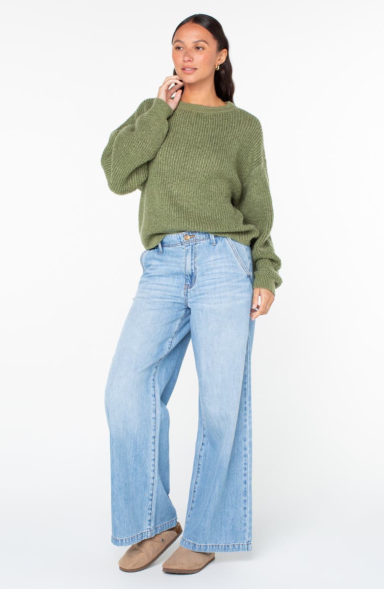 Roxy Around the Way Boatneck Sweater, Alternate, color, Oil Green