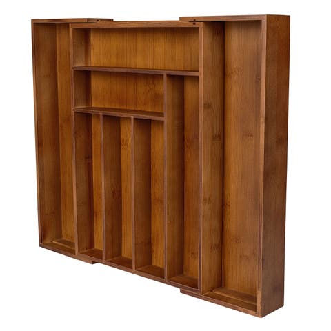 Hudson Modern Farmhouse Handcrafted  Expandable 8-Slot Kitchen Drawer Organizer