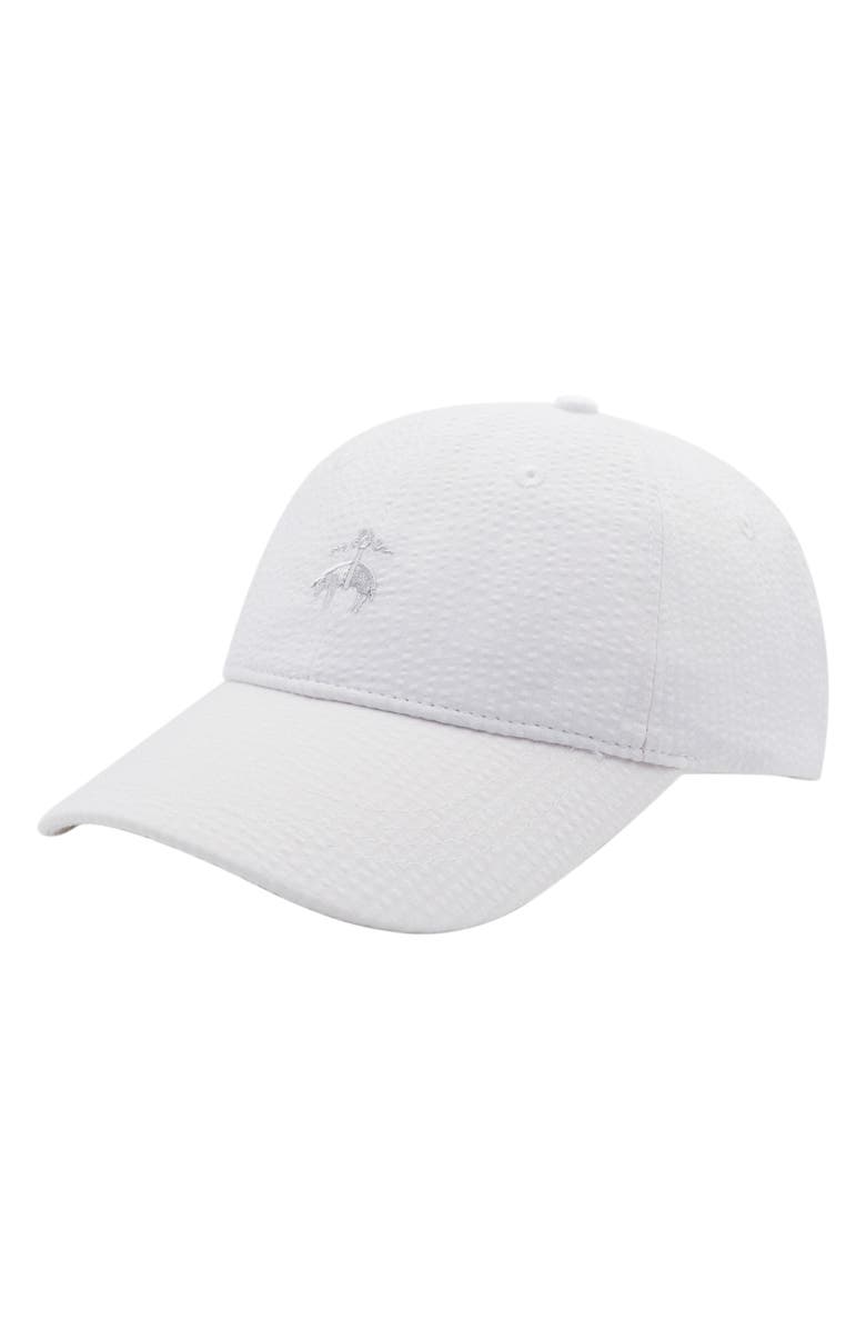 Brooks Brothers Seersucker Baseball Cap, Main, color, White