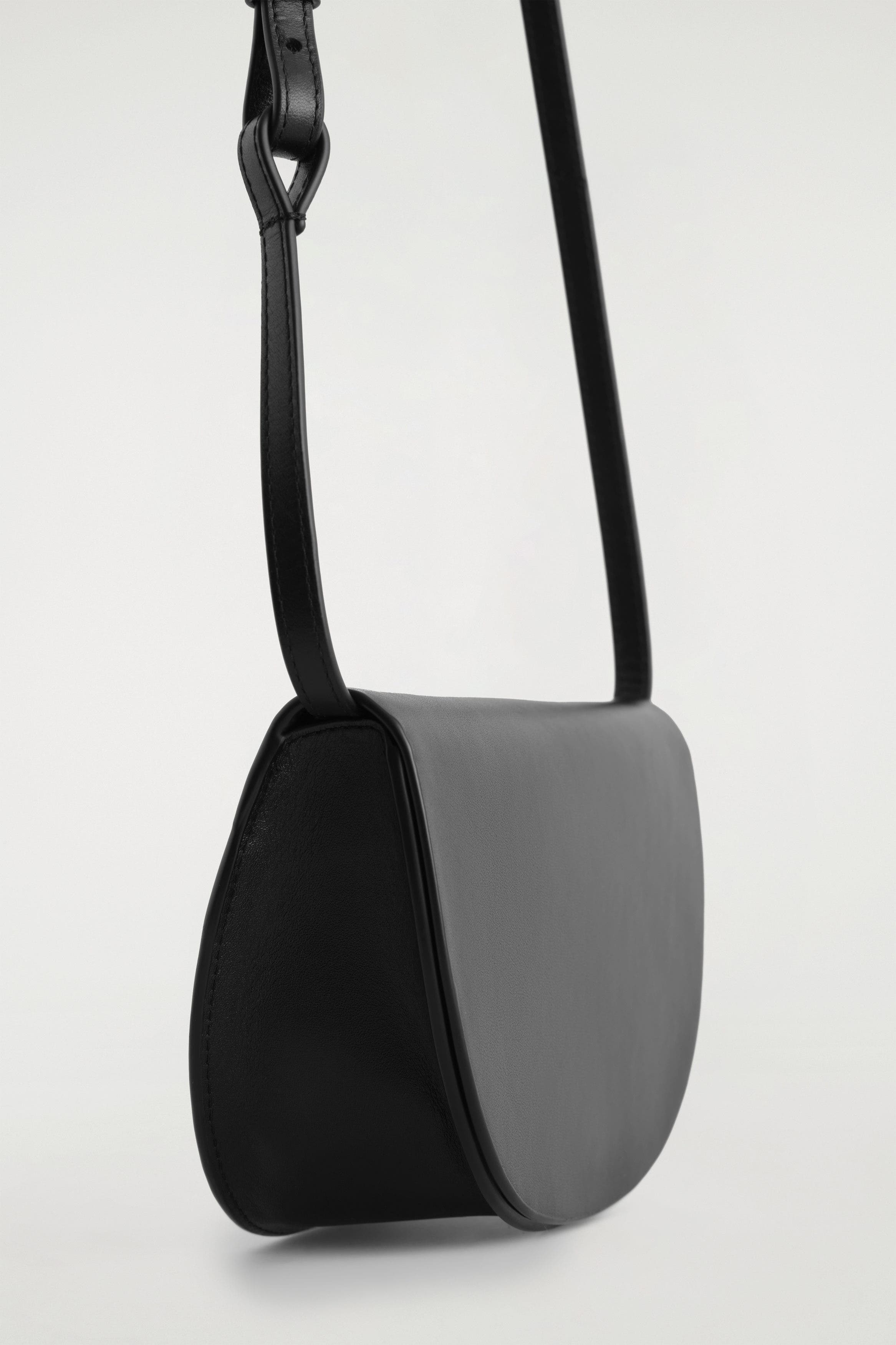 COS Curved Crossbody Bag - Leather, Alternate, color, Black