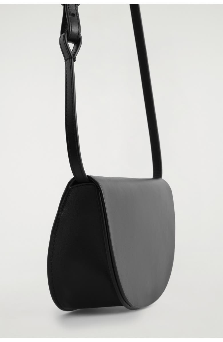 COS Curved Crossbody Bag - Leather, Alternate, color, Black