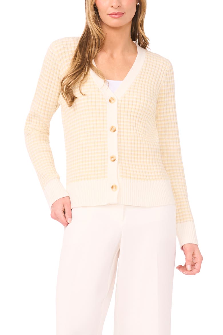 Stripe V-Neck Cardigan, Main, color, NEW IVORY