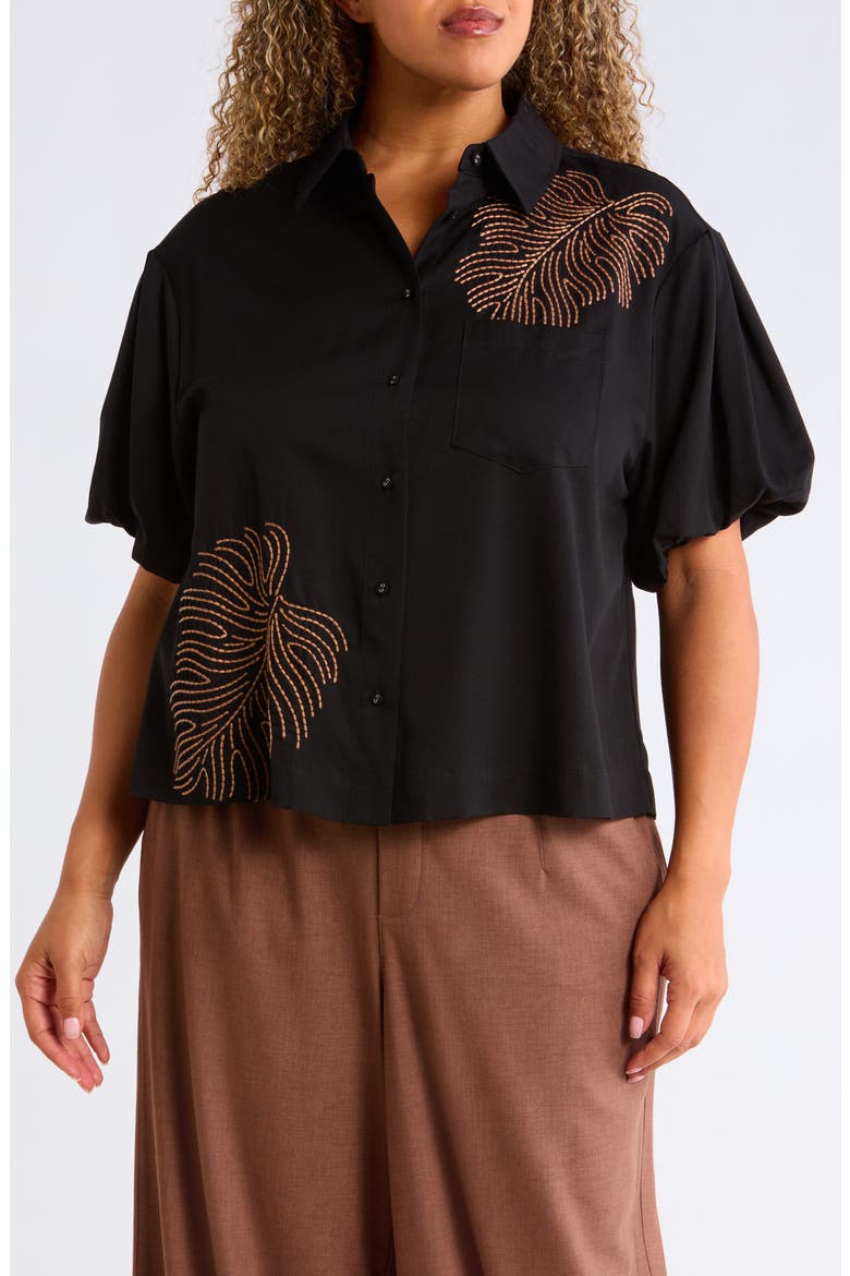 Drop Shoulder Bubble Sleeve Top, Main, color, BLACK