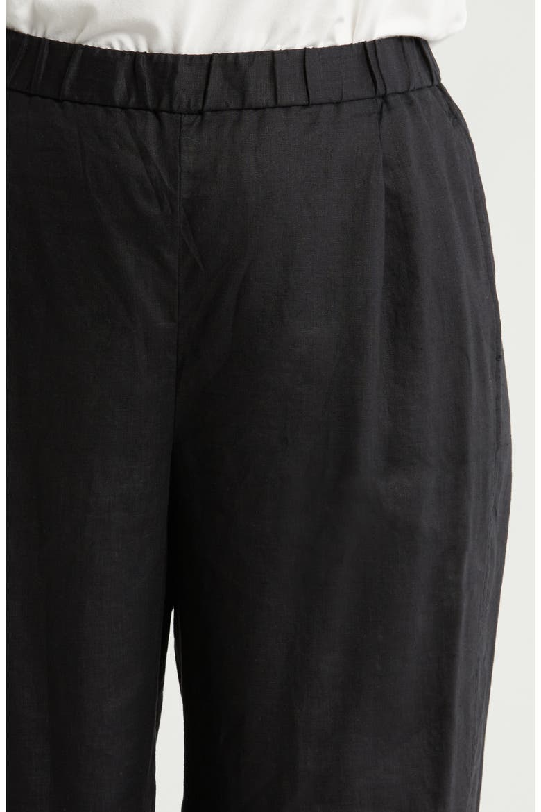Pleated Organic Linen Lantern Pants, Alternate, color, BLACK
