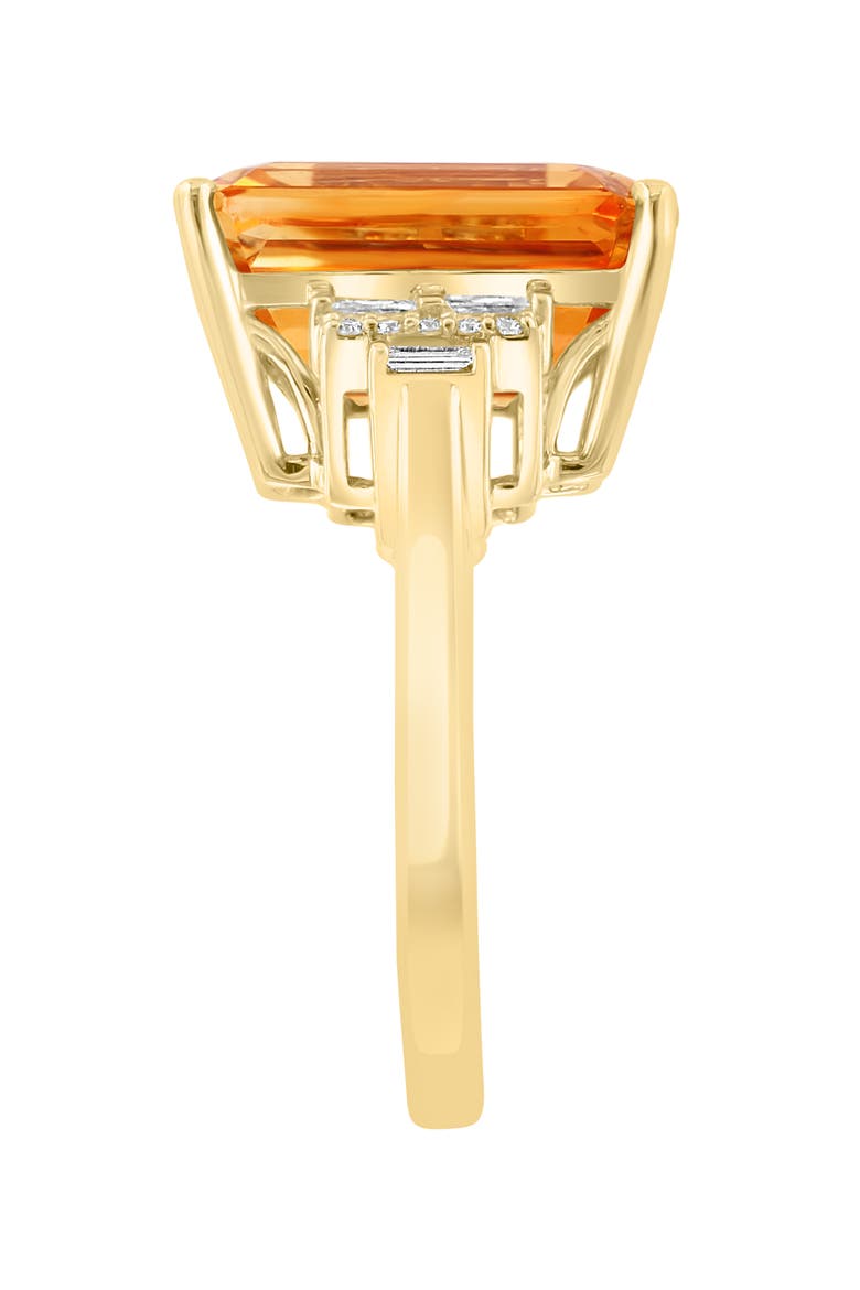 14K Yellow Gold Emerald-Cut Citrine Diamond Statement Ring, Alternate, color, 14K Gold