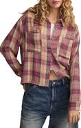 Lucky Brand Plaid Crop Button-Up Shirt