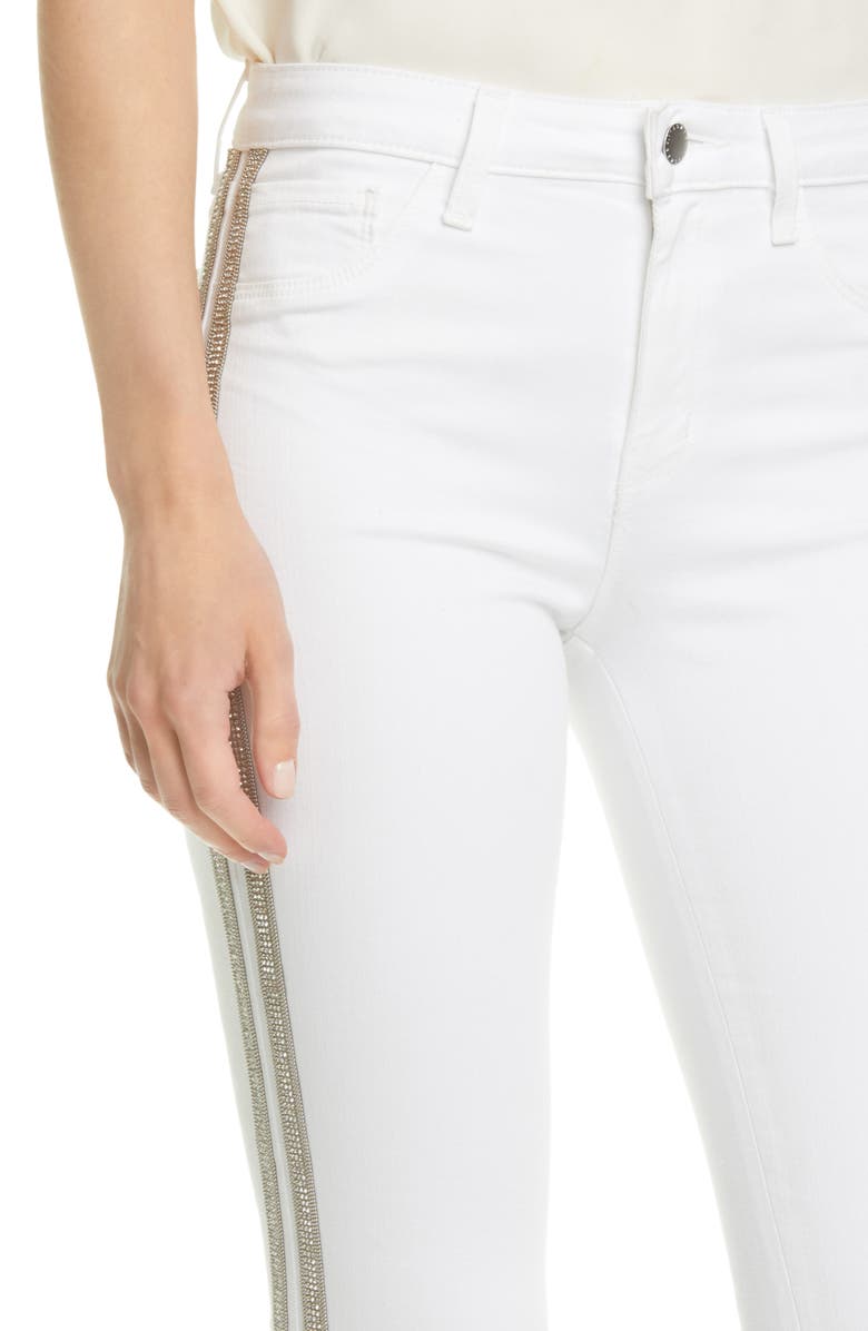 L'AGENCE Margot Crystal Side Stripe High Waist Skinny Jeans, Alternate, color, 