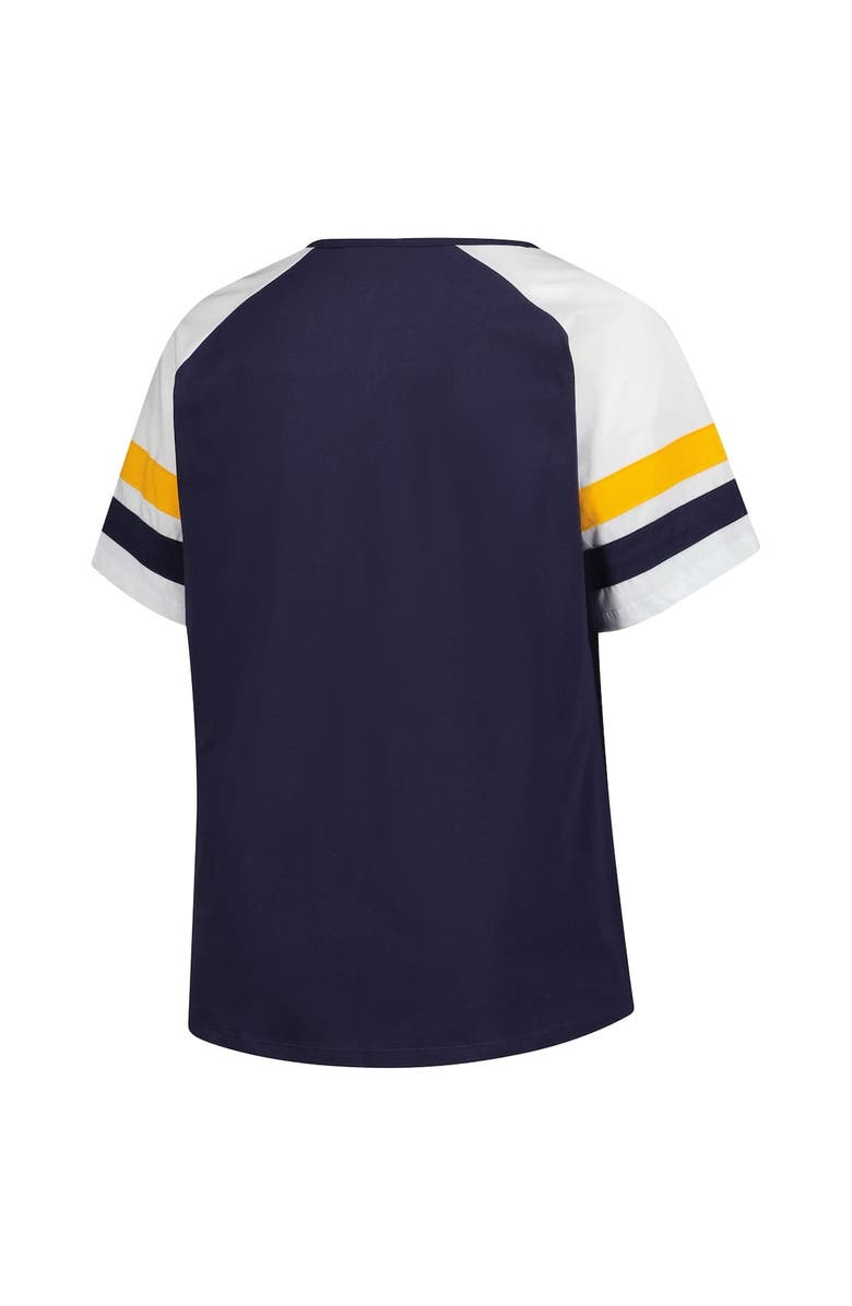 PROFILE Women's Profile  Navy Milwaukee Brewers Plus Sized Arched Notch Neck T-Shirt, Alternate, color, 