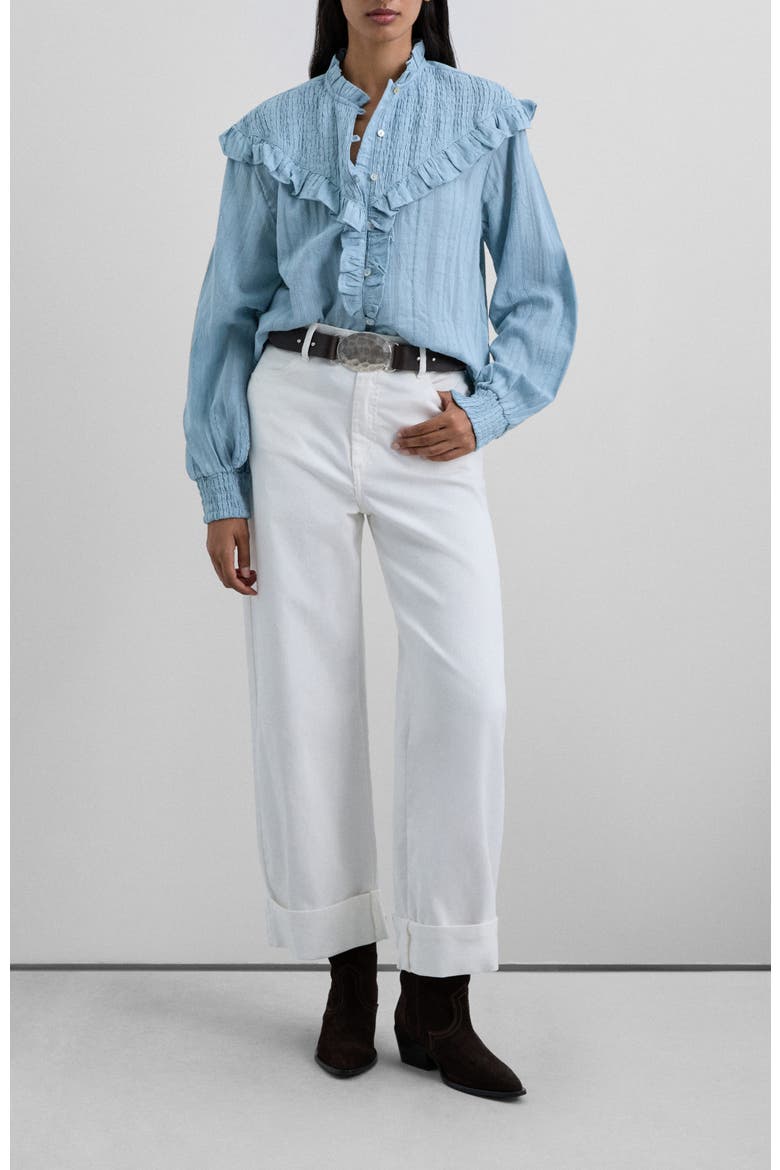 Smockruffle Shirt, Alternate, color, Lightblue