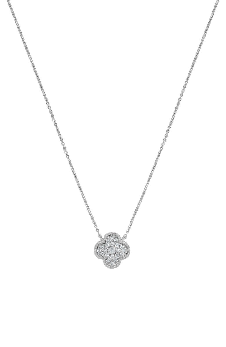 H.J. Namdar 14K Yellow Gold Pavé Diamond Clover Pendant Necklace - 0.17ct., Main, color, 14K White Gold