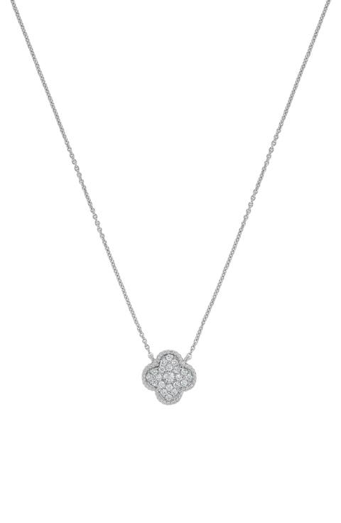 14K Yellow Gold Pavé Diamond Clover Pendant Necklace - 0.17ct.