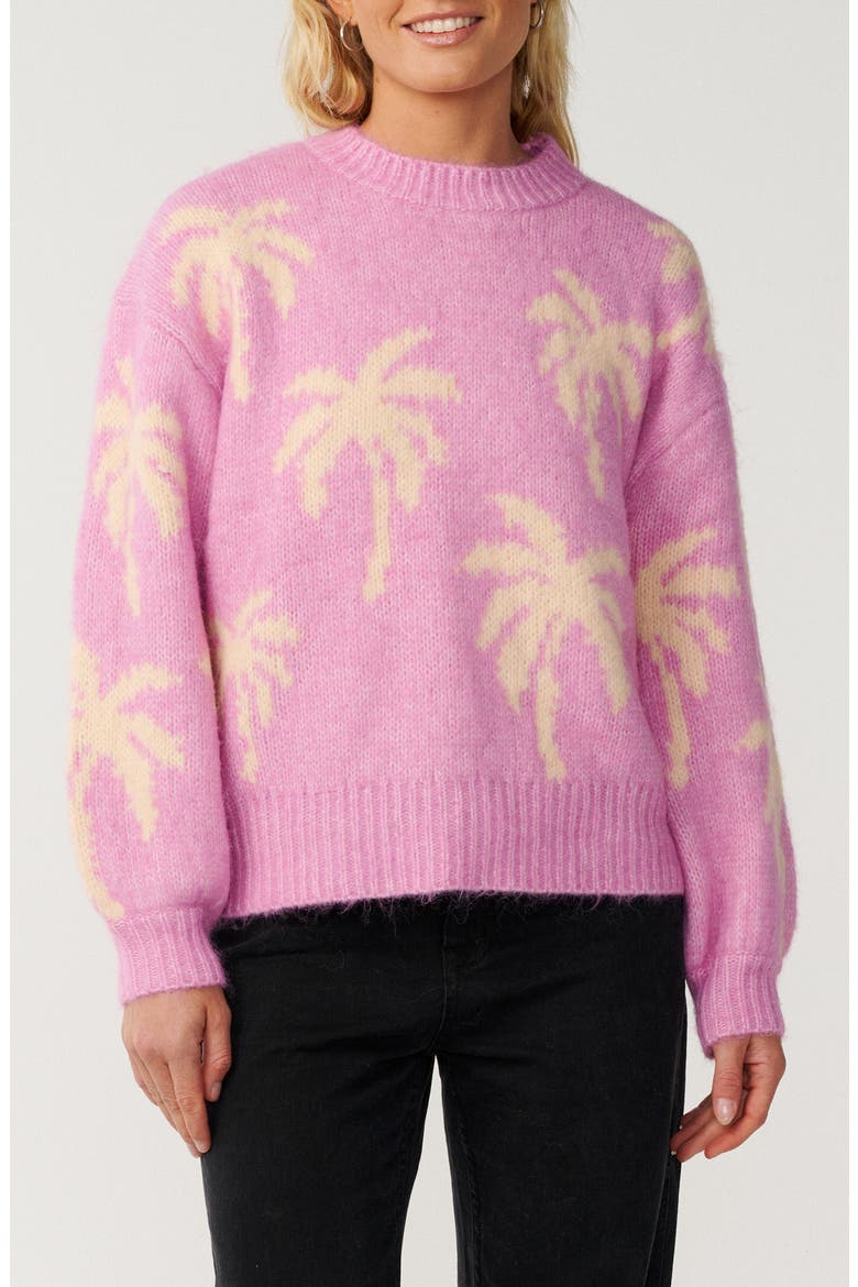 Retro Swell Palm Sweater, Main, color, LILAC