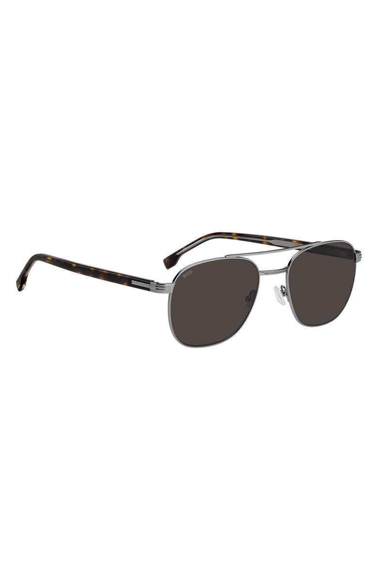 BOSS 56mm Rectangular Sunglasses, Alternate, color, Ruthenium Havana/ Grey