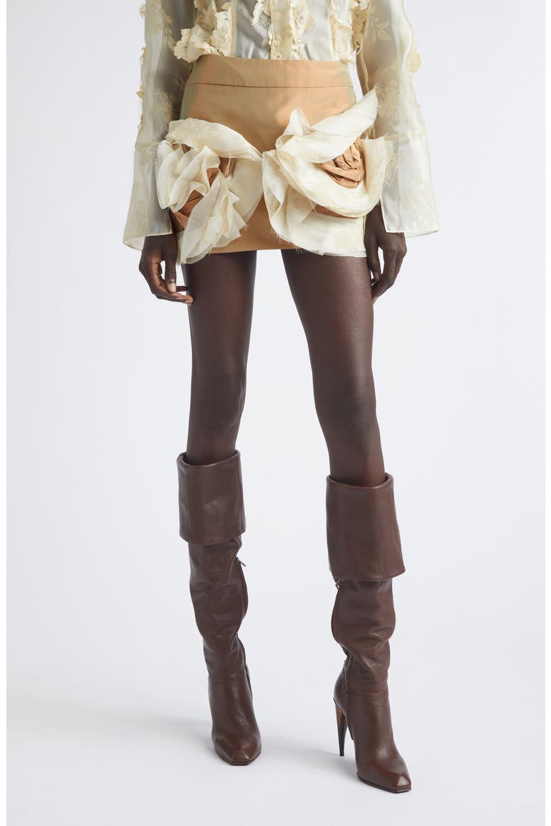 Luana Embellished Taffeta Miniskirt, Main, color, LIGHT BROWN