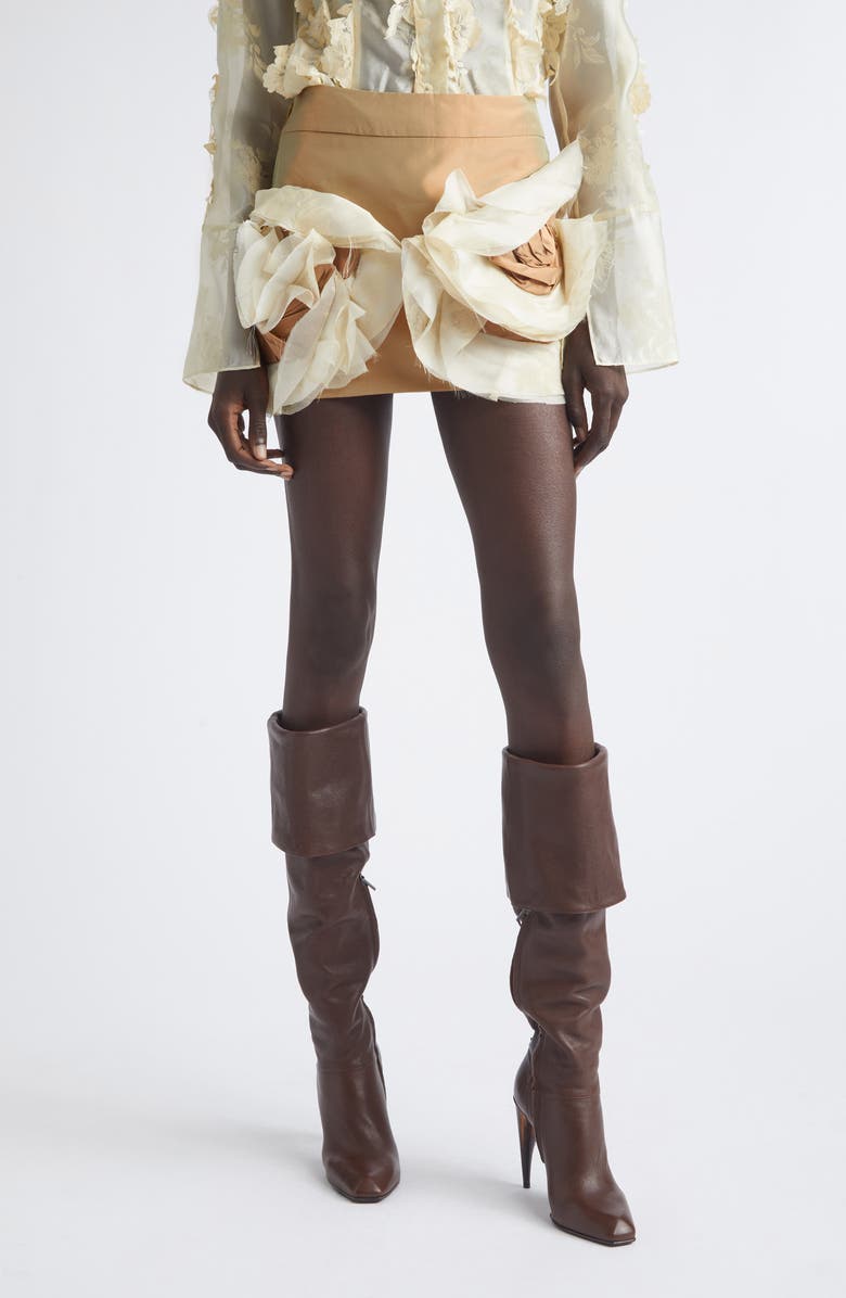 KIM SHUI Luana Embellished Taffeta Miniskirt, Main, color, Light Brown