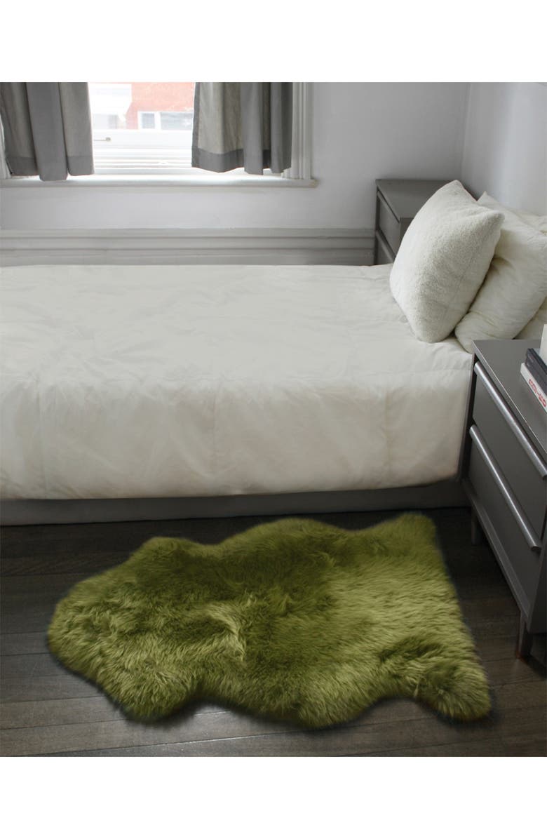 NATURAL Milan Genuine Sheepskin Shearling Rug - 2ft x 3ft - Lime, Alternate, color,