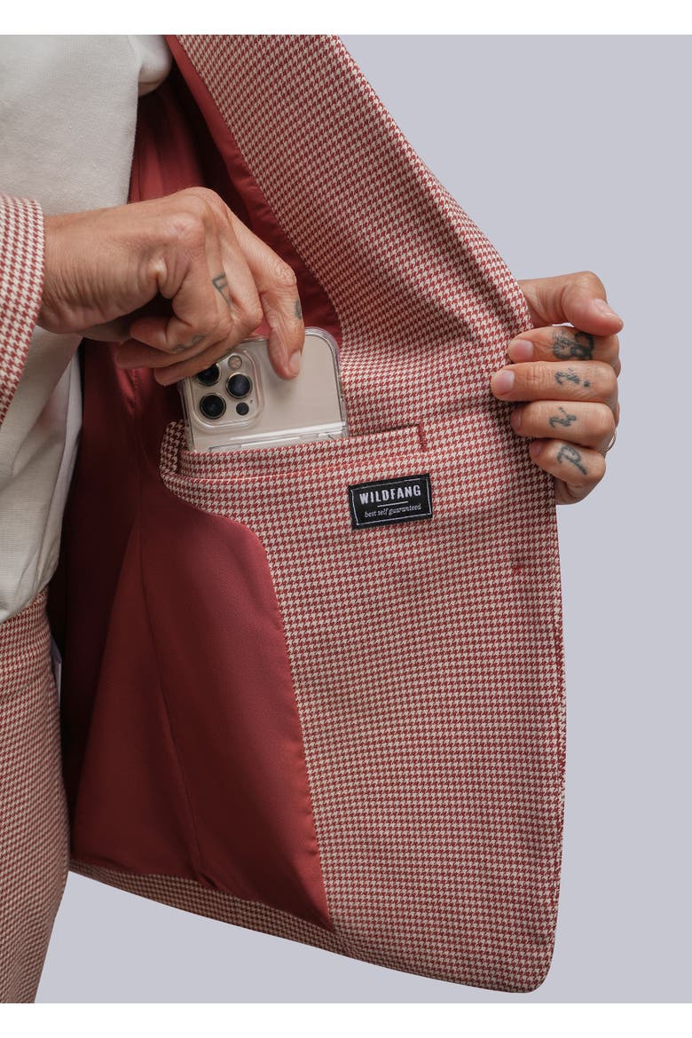 The Empower Houndstooth Notch Lapel Blazer, Alternate, color, CINNAMON/OAT